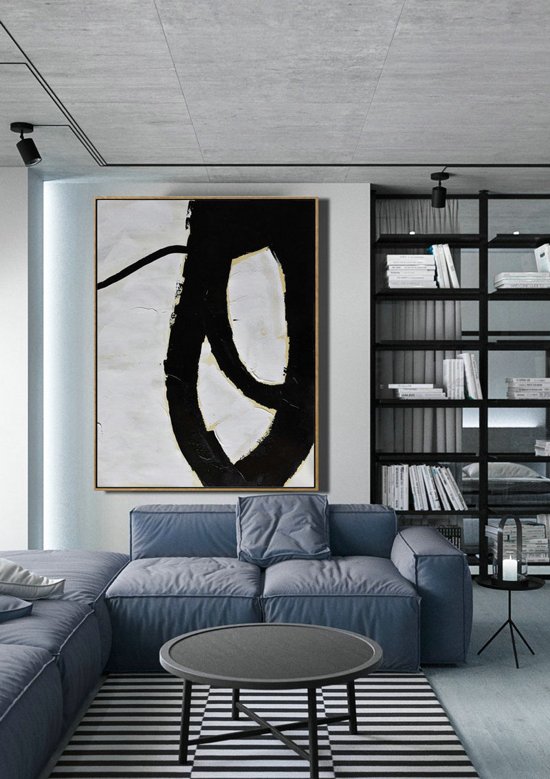 Large Abstract Art Handmade Painting,Minimalist Painting On Canvas, Palette Knife Vertical Minimal Art - Acrylic Painting On Canvas